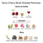 Detalle del frasco Nuha Cherry Blush perfume oriental floral para mujer