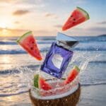 Notas aromáticas del perfume árabe Atlantis Extrait ambarado sandia playa mar fresco dubai murcia
