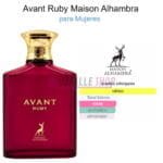Perfume Avant Ruby Maison Alhambra con notas florales y frutales para mujer.