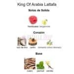 King of Arabia Lattafa, perfume árabe masculino con aroma oriental premium notas olfativas dubai