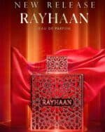 Fragancia Crimson de Rayhaan con notas especiadas y dulces