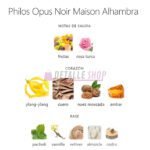 Perfume unisex árabe Philos Opus Noir Maison Alhambra intenso y sofisticado