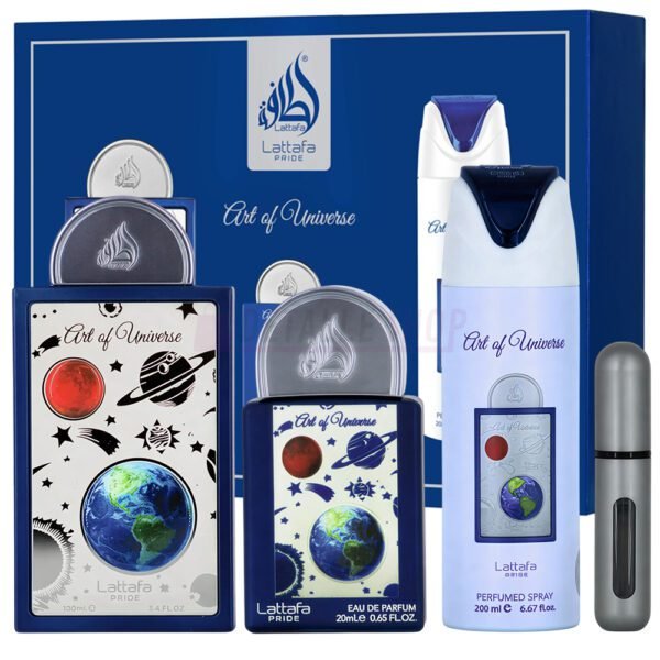Estuche de regalo Art of Universe de Lattafa Pride con perfume 100ml