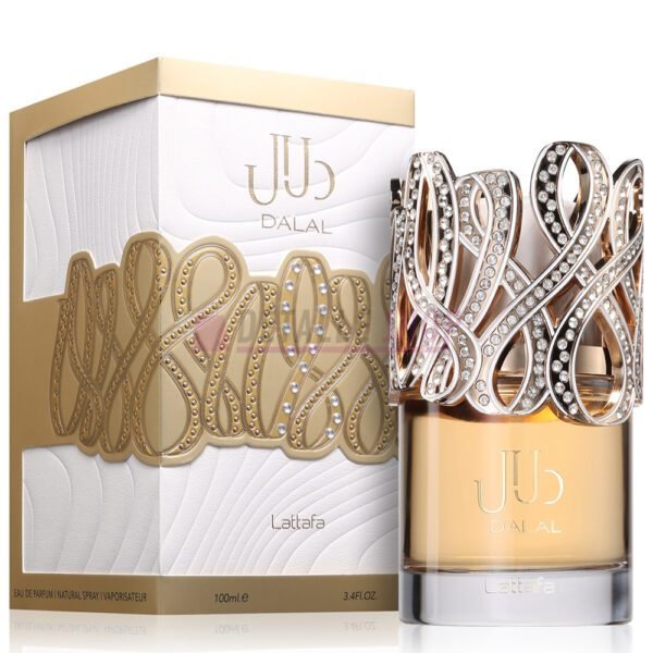 Frasco y caja original del perfume árabe de mujer Lattafa Dalal Eau de Parfum