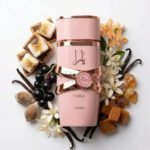 Mujer usando el perfume árabe Yara Elixir de Lattafa en España