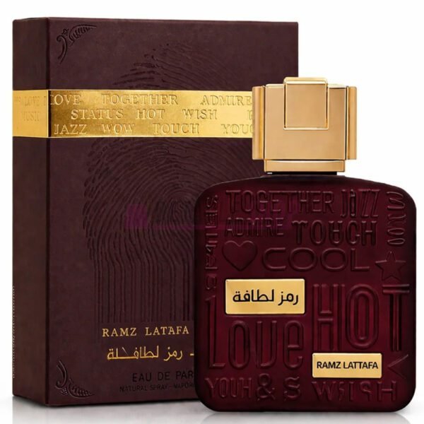 caja y botella perfume oriental ramz gold lattafa original