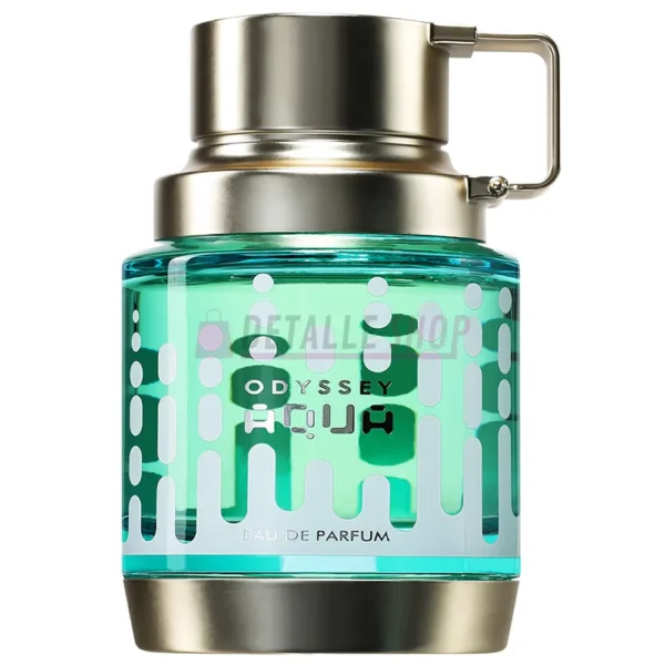 Botella y diseño del perfume cítrico Armaf Odyssey Aqua
