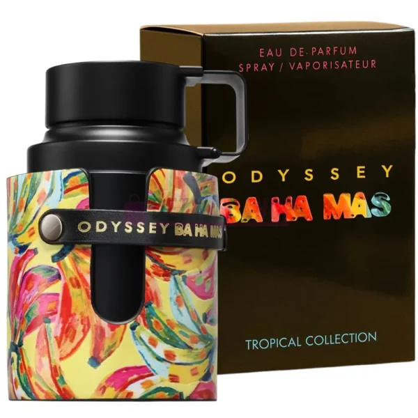 Frasco y caja del perfume Odyssey Ba Ha Mas de Armaf