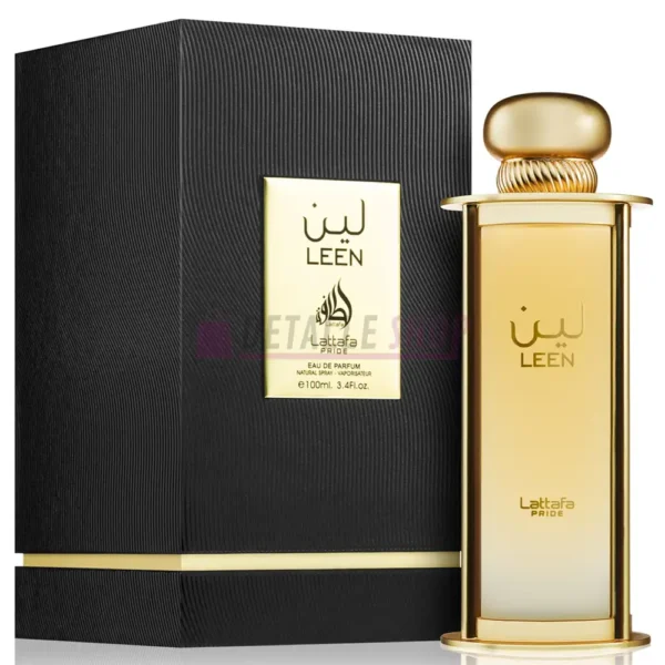 caja y frasco leen de lattafa pride perfume arabe afrutado unisex