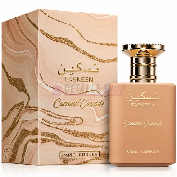 Caja y frasco original del perfume árabe Caramel Cascade de Paris Corner