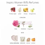 Esquema con las notas olfativas del perfume árabe para mujer Inspiro Women de Riiffs