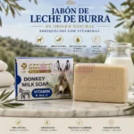 Presentación del jabón de leche de burra Herbo Souss con textura cremosa e ingredientes naturales