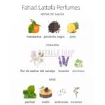 Detalle de las notas aromáticas cítricas y orientales de Lattafa Fahad