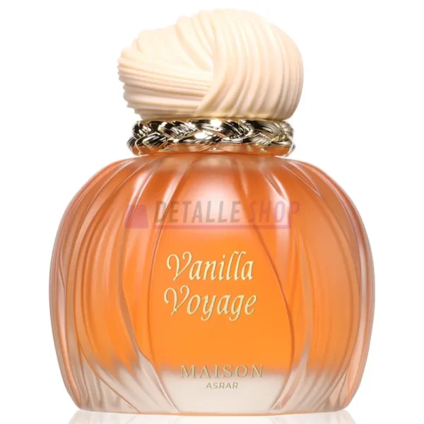 Frasco del perfume árabe unisex de vainilla Vanilla Voyage de Maison Asrar.