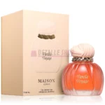 Caja y frasco presentacion del perfume dulce gourmand unisex Vanilla Voyage Maison Asrar.