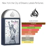 Aroma amaderado y floral del perfume unisex Lattafa New York City of Dreams