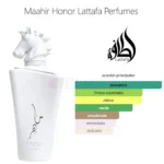 piramide olfativa Aroma fresco y cítrico del perfume Maahir Honor de Lattafa