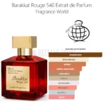 piramide olfativa y aroma oriental amaderado de Barakkat Rouge 540 Extrait