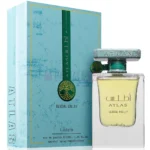 Caja y frasco de Atlas Glacial Valley de Lattafa, perfume árabe unisex