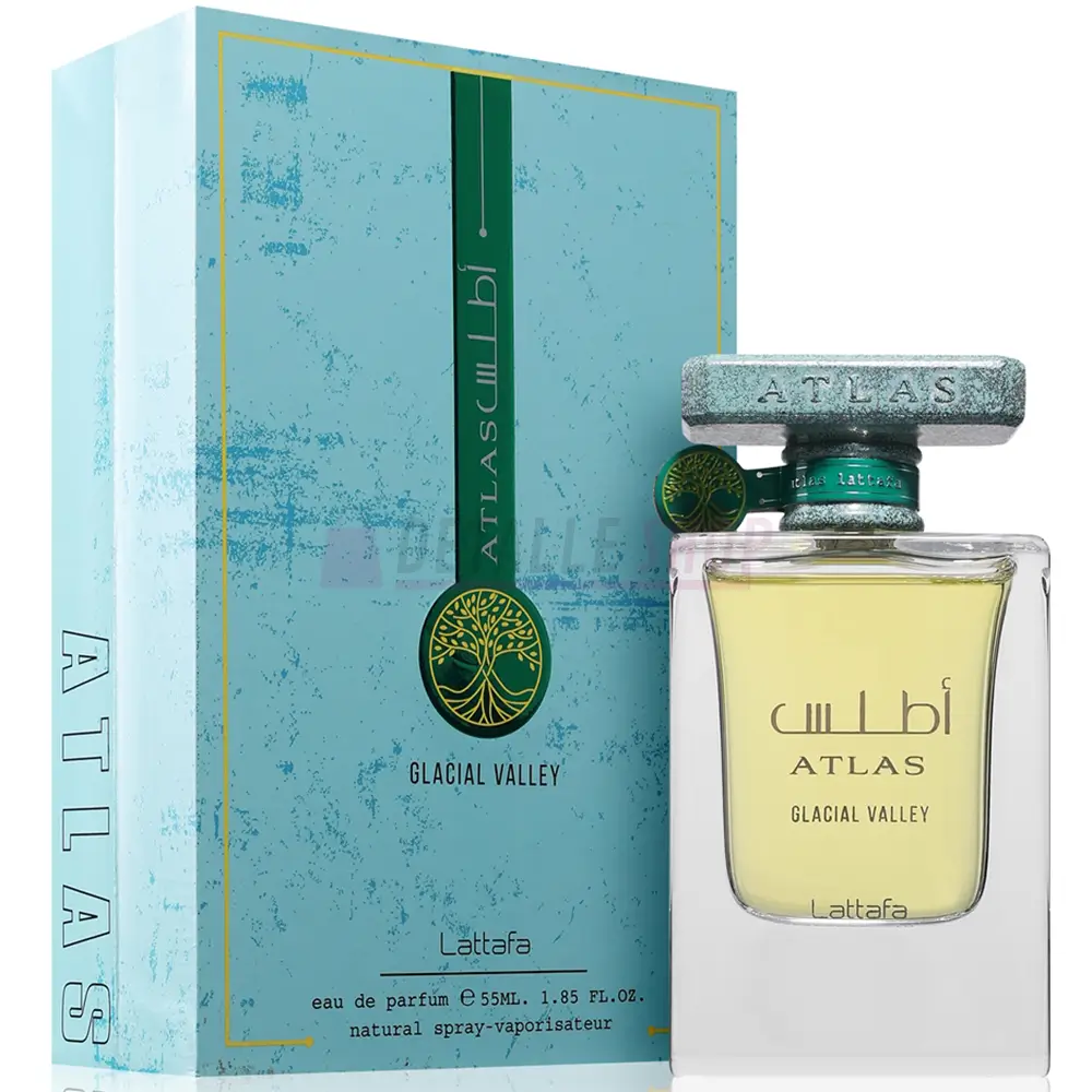 caja-y-frasco-atlas-glacial-valley-lattafa Caja y frasco de Atlas Glacial Valley de Lattafa, perfume árabe unisex