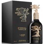 Caja y frasco del perfume Eternal Vanille de Lattafa Pride.