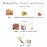 Notas olfativas con tófe, cacao y vainilla de Bade e Al Oud Black Exposed